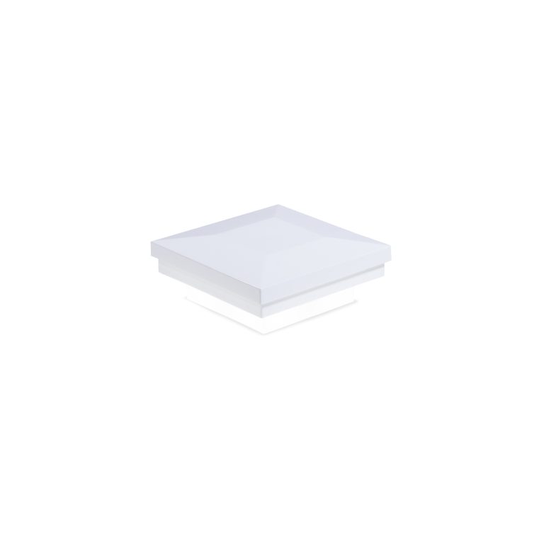 Sq. Ornamental Downward Low Voltage Post Cap (ACT) & 2-Way Splitter - Glossy White