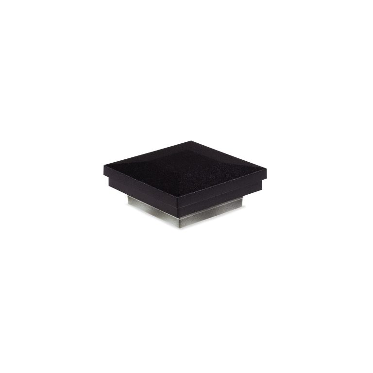 Sq. Ornamental Downward Low Voltage Post Cap (ACT) & 2-Way Splitter - Textured Matte Black