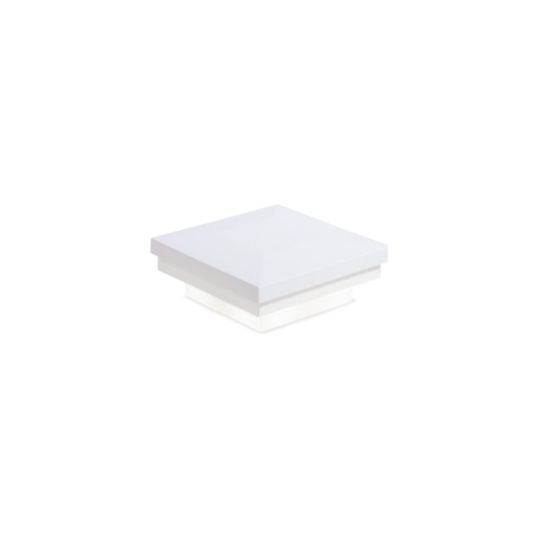 Sq. Ornamental Downward Low Voltage Post Cap (ACT) & 2-Way Splitter - Textured Matte White