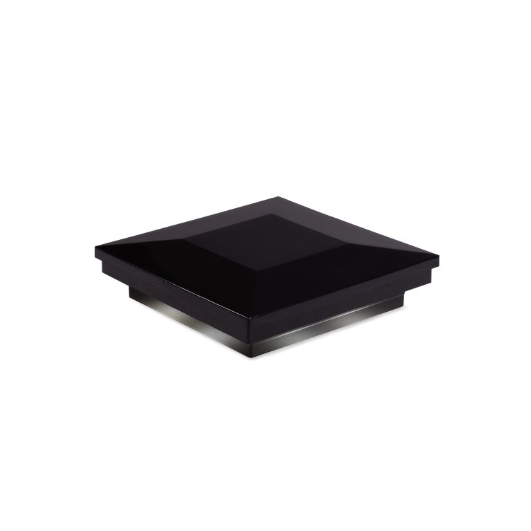 Sq. Ornamental Downward Low Voltage Post Cap (ACT) & 2-Way Splitter - Glossy Black