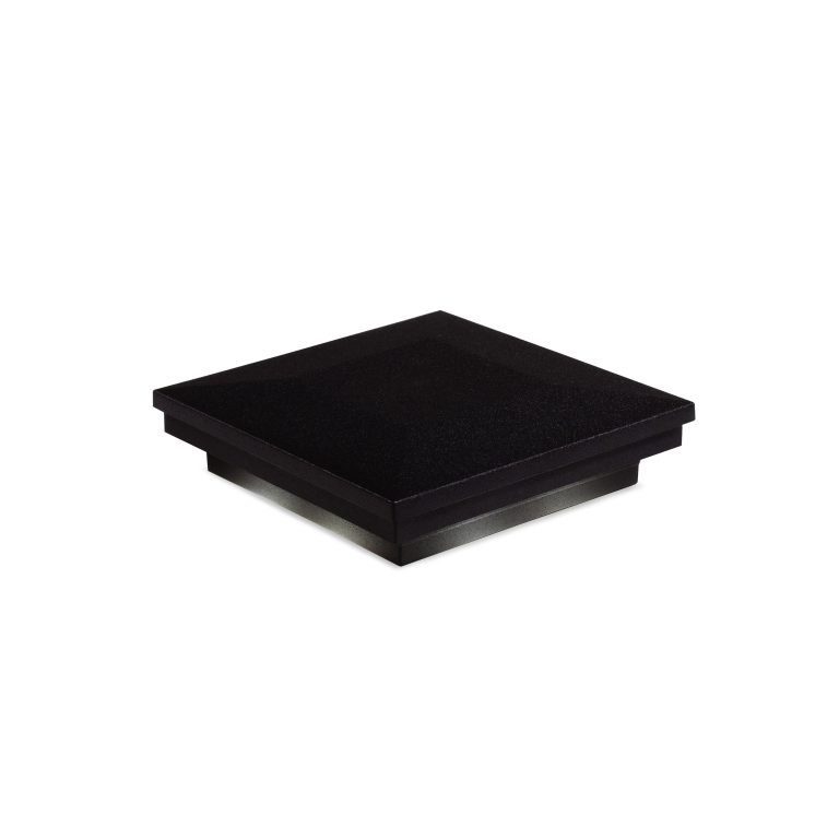 Sq. Ornamental Downward Low Voltage Post Cap (ACT) & 2-Way Splitter - Textured Matte Black