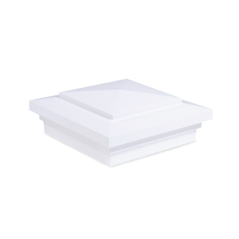 Sq. Cape May Downward Low Voltage Light Post Cap (ACT) & 2-Way Splitter - Glossy White