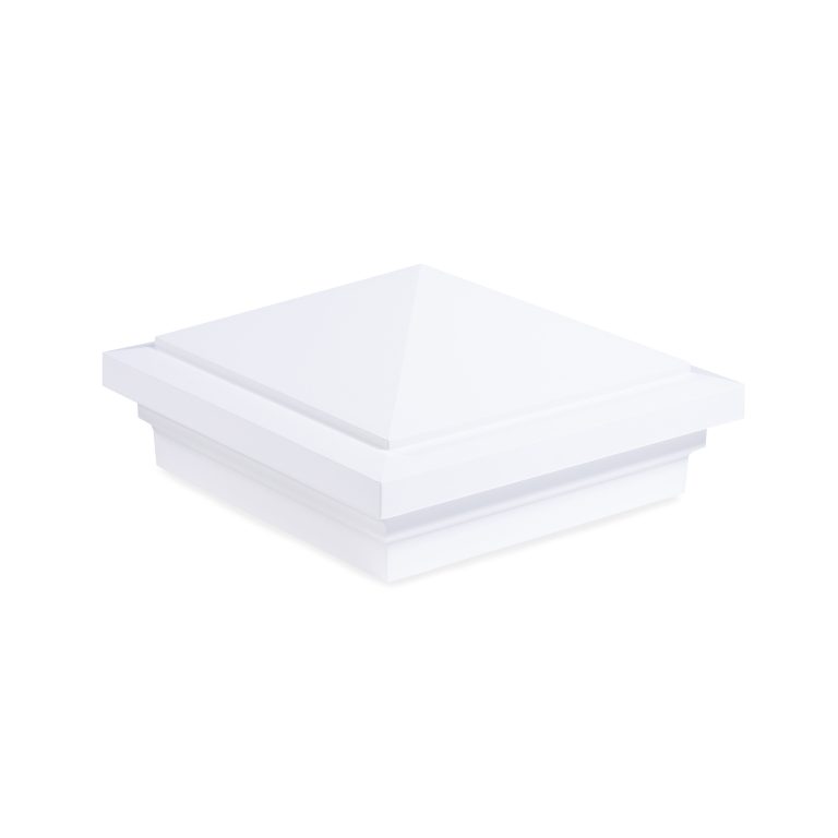 Sq. Haven Downward Low Voltage Light Post Cap (ACT) & 2-Way Splitter - Glossy White