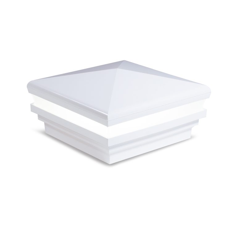 Sq. Neptune Halo Low Voltage Light Post Cap (ACT) & 2-Way Splitter - Glossy White