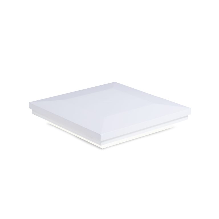 Sq. Ornamental Downward Low Voltage Light Post Cap (ACT) & 2-Way Splitter - Matte White
