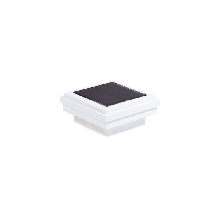 Sq. Ornamental Downward Solar Light Post Cap - Glossy White