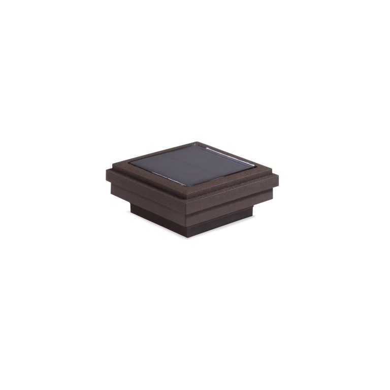 Sq. Ornamental Downward Solar Light Post Cap - Textured Matte Bronze
