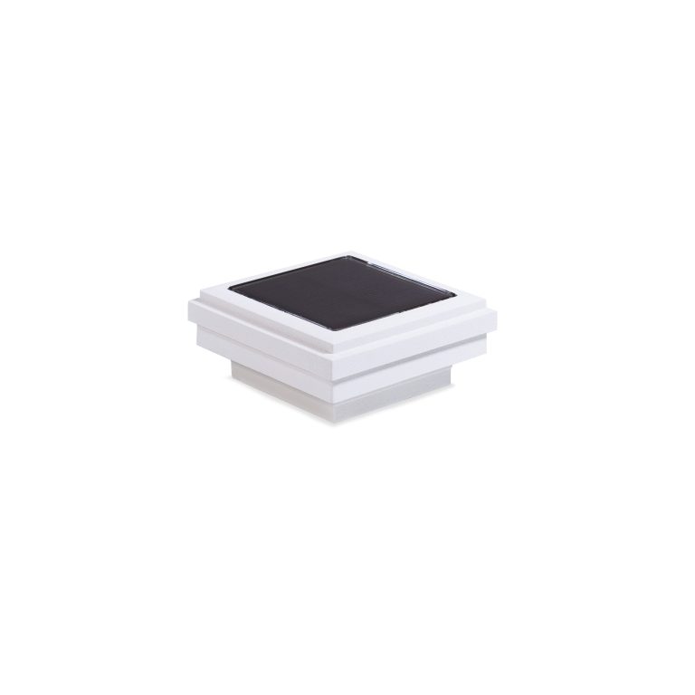 Sq. Ornamental Downward Solar Light Post Cap - Textured Matte White