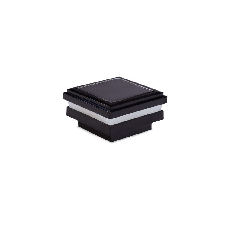 Sq. Ornamental Solar Light Post Cap - Glossy Black