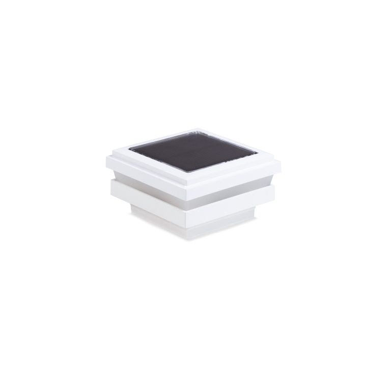 Sq. Ornamental Solar Light Post Cap - Glossy White