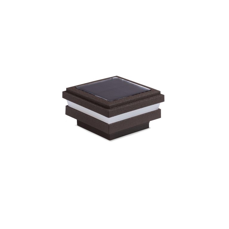 Sq. Ornamental Solar Light Post Cap - Textured Matte Bronze