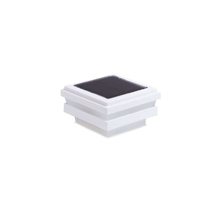 Sq. Ornamental Solar Light Post Cap - Textured Matte White