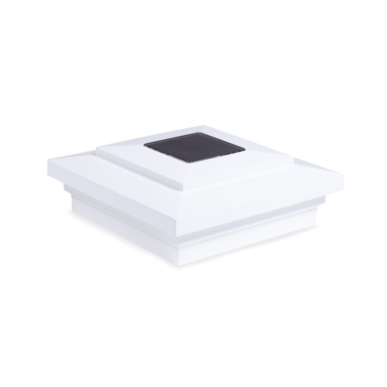 Sq. Cape May Downward Solar Light Post Cap - Glossy White