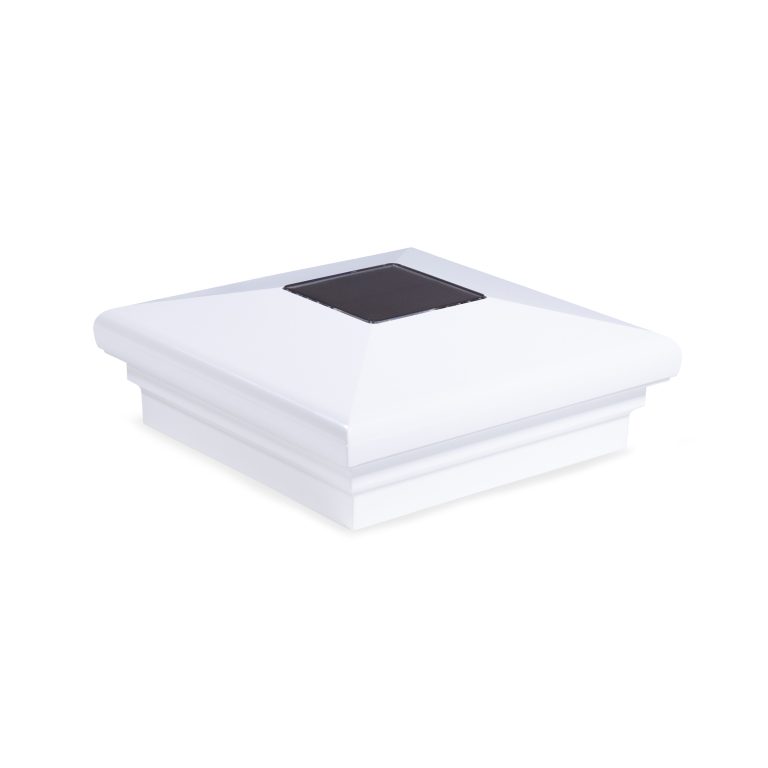 Sq. Neptune Downward Solar Light Post Cap - Glossy White