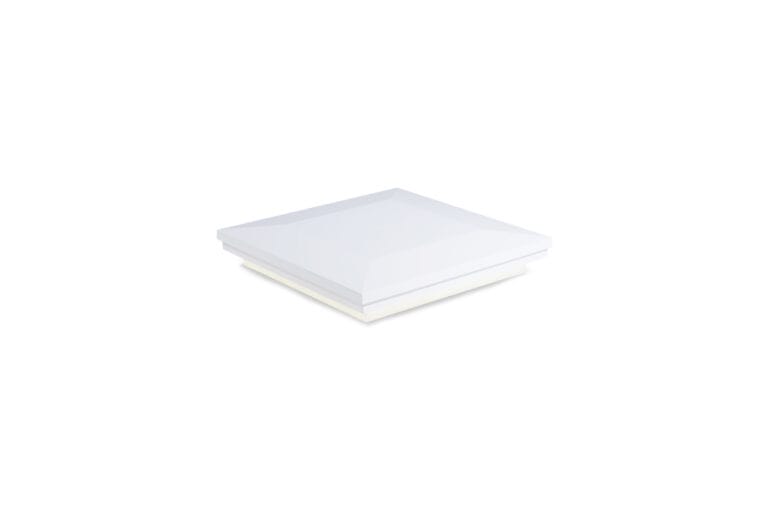 Sq. Ornamental Downward Low Voltage Light Post Cap (ACT) & 2-Way Splitter - Glossy White