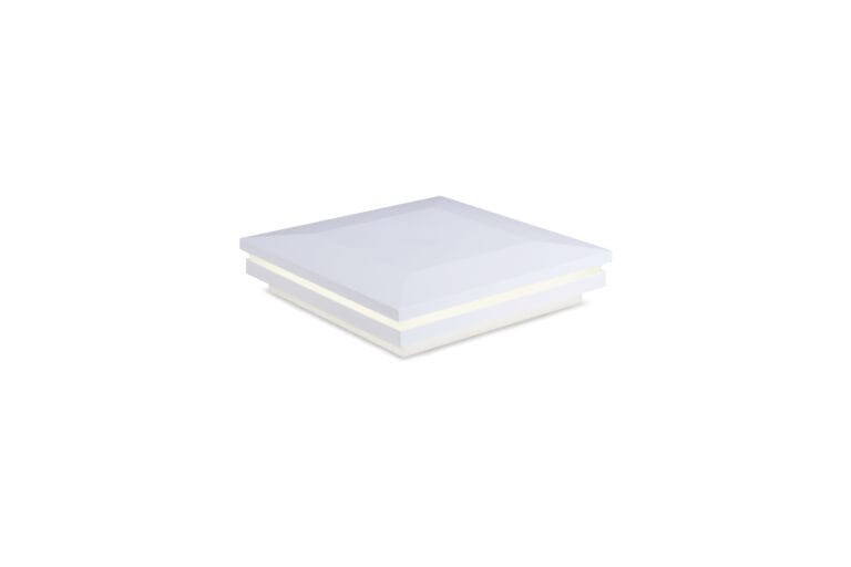 Sq. Ornamental Low Voltage Combo Light Post Cap (ACT) & 2-Way Splitter - Glossy White